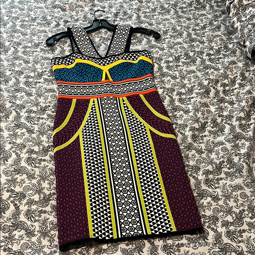 Multicolor Geometric Pattern Dress BCBG brand new